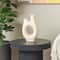 12" Beige Paper Mache Abstract Rounded Vase with Double Openings